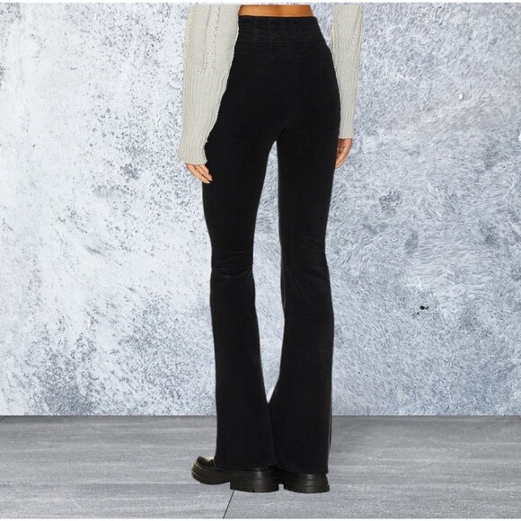NEW $98 Sz 30 We The Free People Jayde Cord Flare Jeans High Rise Stretch Black - Picture 5 of 17